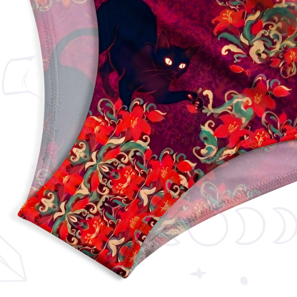 Purplehecate Blazing Jungle Night Cat One-Piece Swimsuit