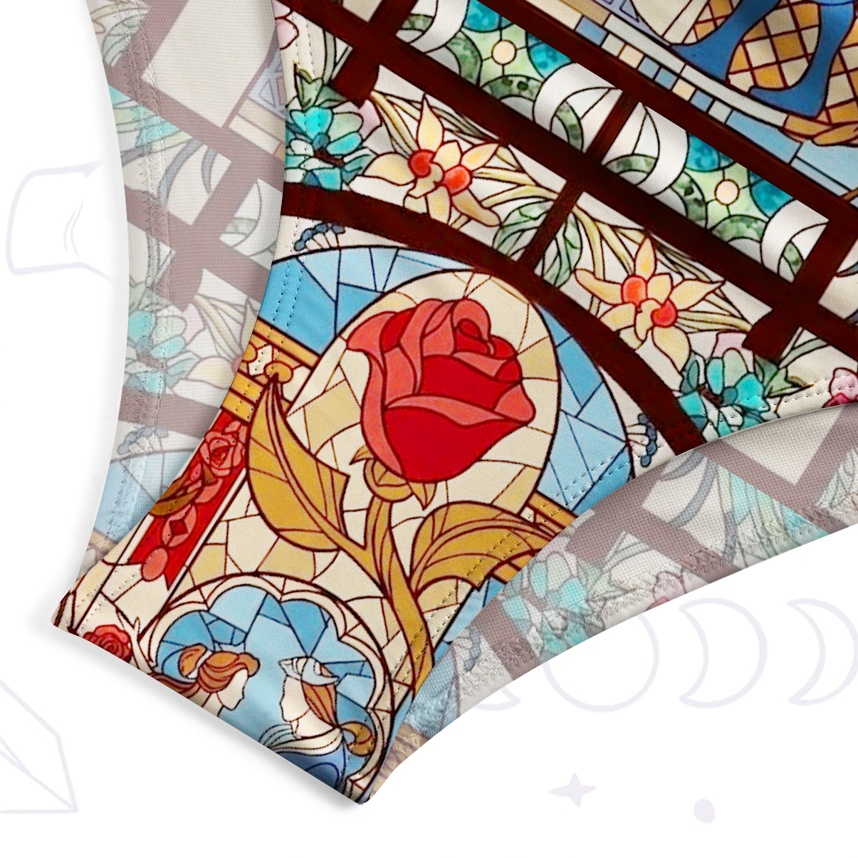 Purplehecate Stained Glass Rose Romance One-Piece Swimsuit