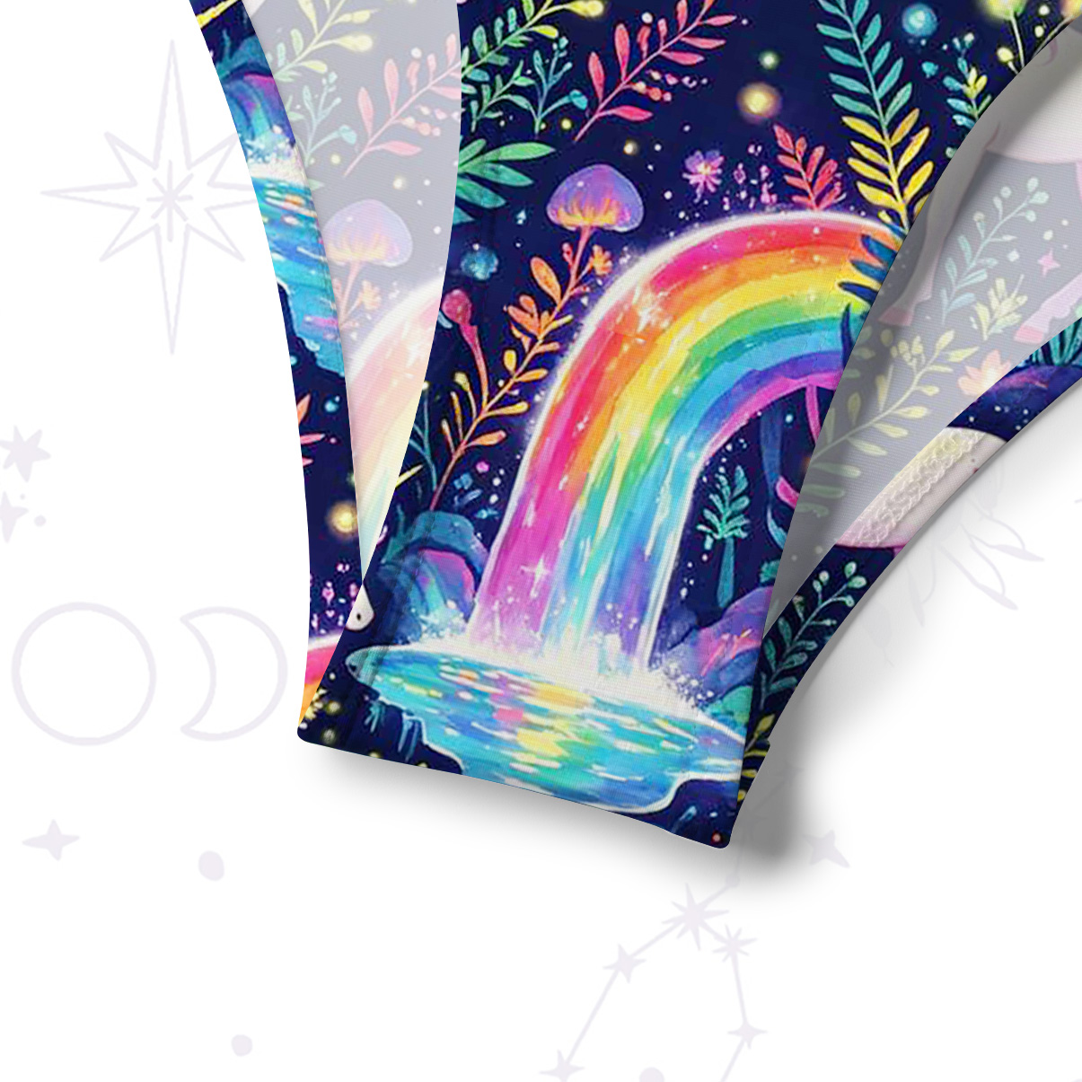 Purplehecate Rainbow Forest Unicorn Crisscross Tie-Back Bikini Set