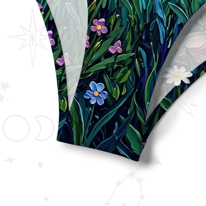 Purplehecate Starry Mystic Night Garden Cat Crisscross Tie-Back Bikini Set
