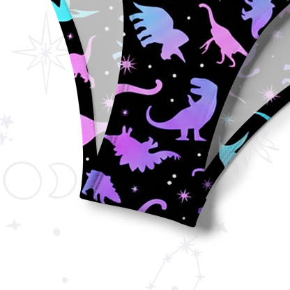 Purplehecate Neon Dino Dream Crisscross Tie-Back Bikini Set
