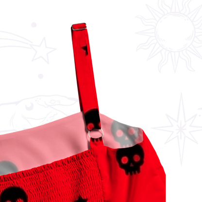 Purplehecate Summer Watermelon Mystic Skull Wide Straps Maxi Dress