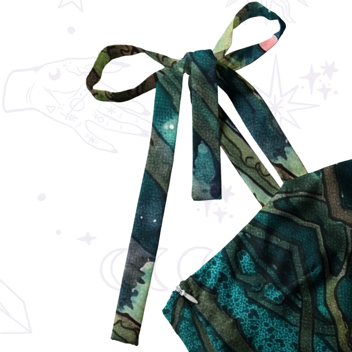 Purplehecate Mystic Secret Lily Fairy Forest Tie Shoulder Maxi Dress