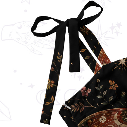 Purplehecate Moon Moth in the Enchanted Forest Tie Shoulder Maxi Dress