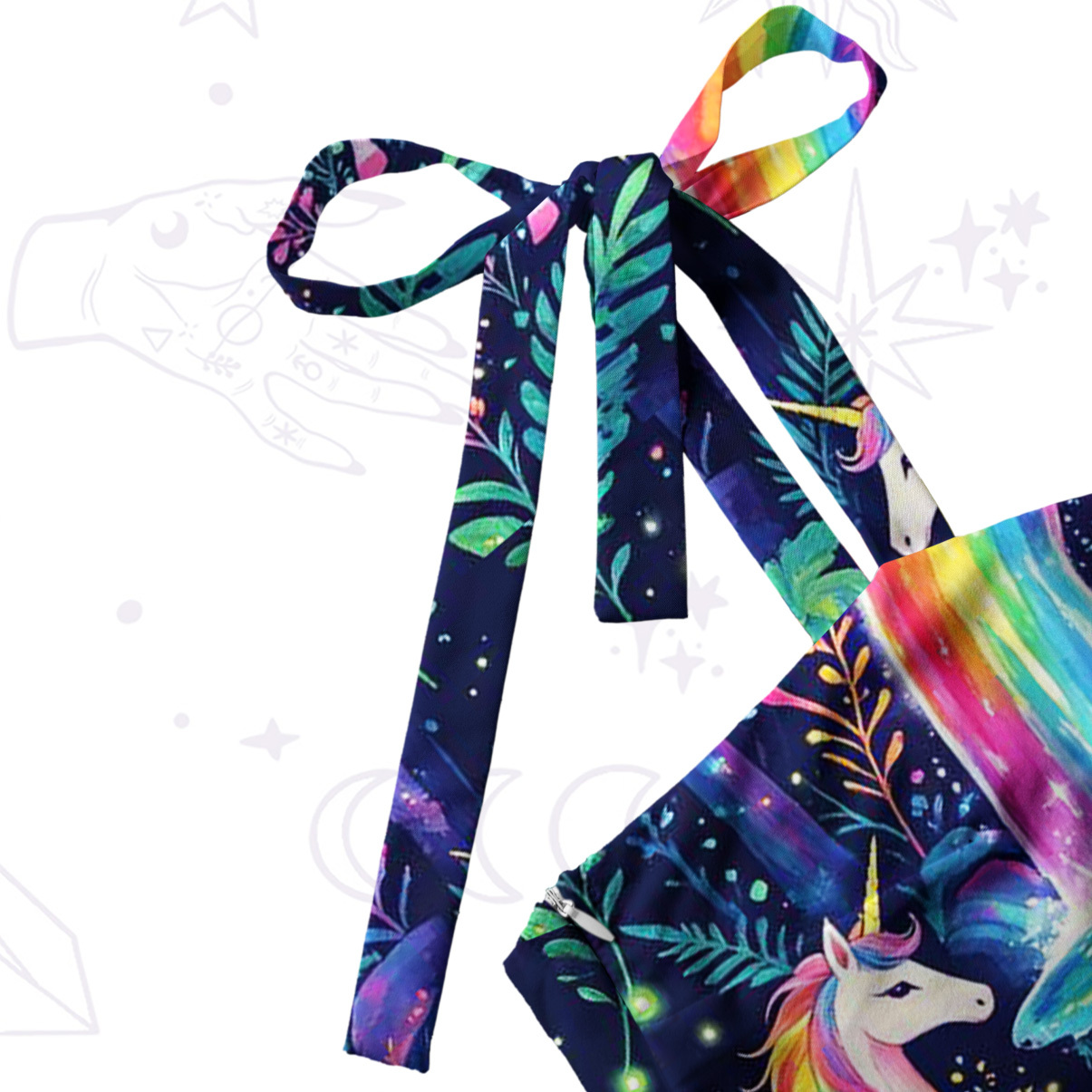 Purplehecate Rainbow Forest Unicorn Tie Shoulder Maxi Dress