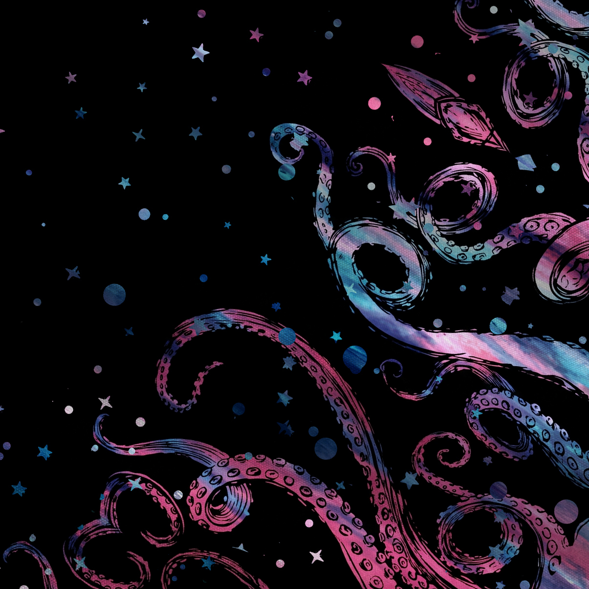 Purplehecate Ombre Octopus Glitter Tentacles Tie Shoulder Maxi Dress