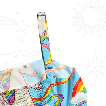 Purplehecate Fantasy Unicorn Cloud Print Wide Straps Maxi Dress