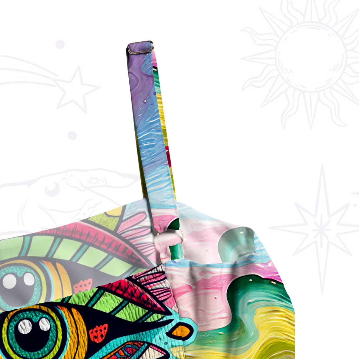 Purplehecate Rainbow Cosmic Waves Wide Straps Maxi Dress