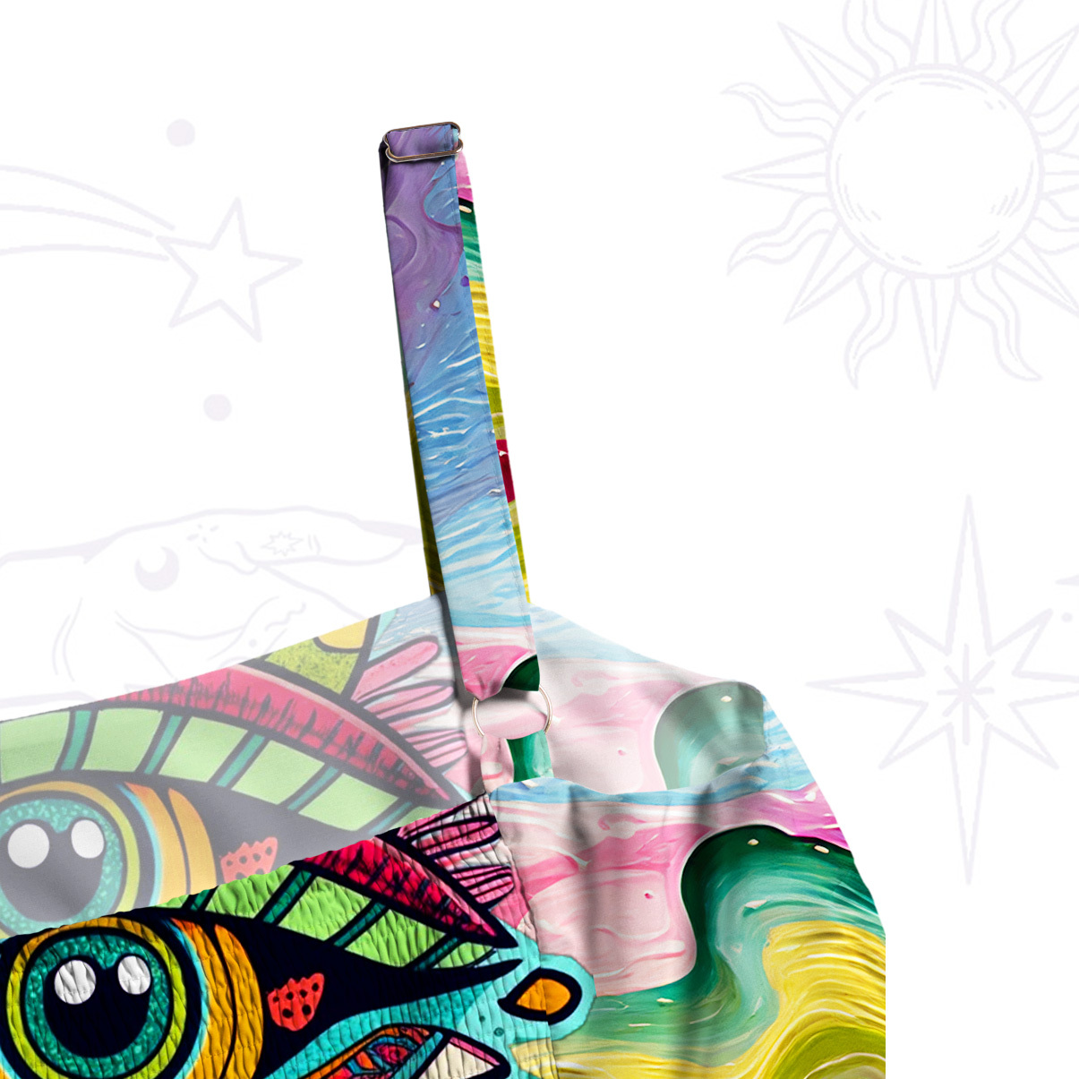 Purplehecate Rainbow Cosmic Waves Wide Straps Maxi Dress