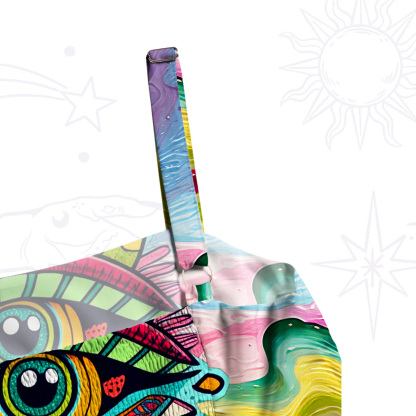 Purplehecate Rainbow Cosmic Waves Wide Straps Maxi Dress