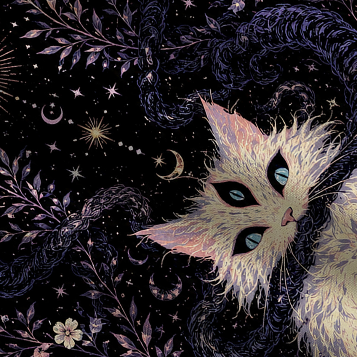 Purplehecate Moon Phase Oracle Cat Wide Leg Jumpsuit