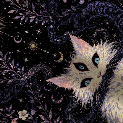 Purplehecate Moon Phase Oracle Cat Wide Leg Jumpsuit