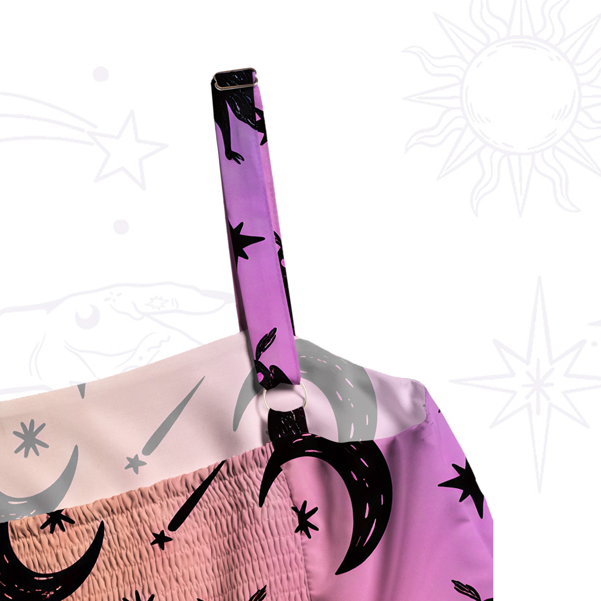 [Copy]Purplehecate Hypnotic Red Eyes Cat Wide Straps Maxi Dress