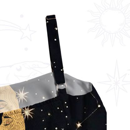 Purplehecate Mystic Skull & Crescent Moon Wide Straps Maxi Dress