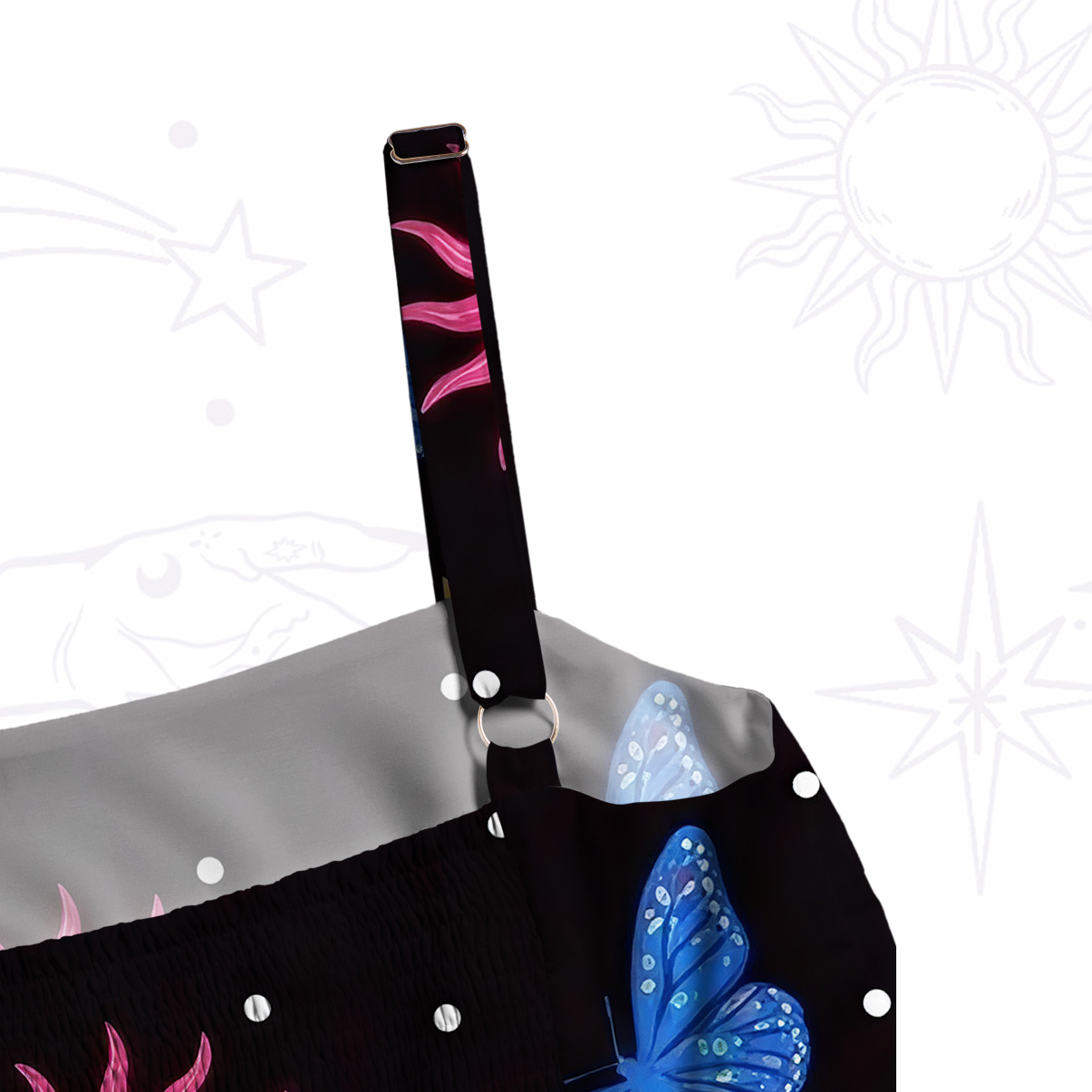 Purplehecate Starlit Butterfly Wide Straps Maxi Dress