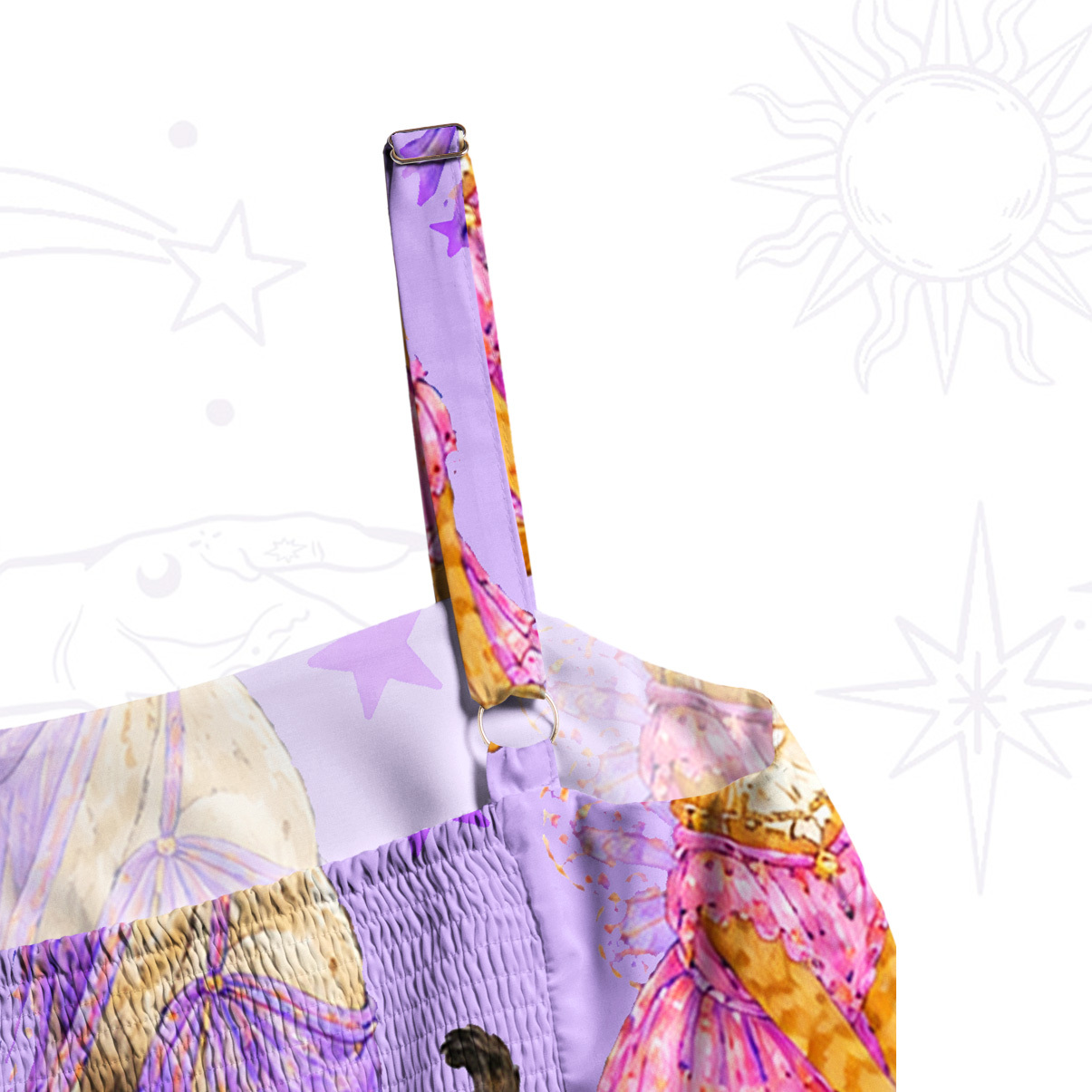 Purplehecate Enchanted Sorcerer Cats Wide Straps Maxi Dress