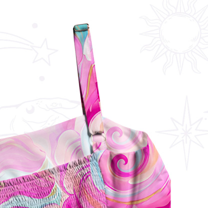 Purplehecate Ocean Kiss Pink Dolphins Wide Straps Maxi Dress