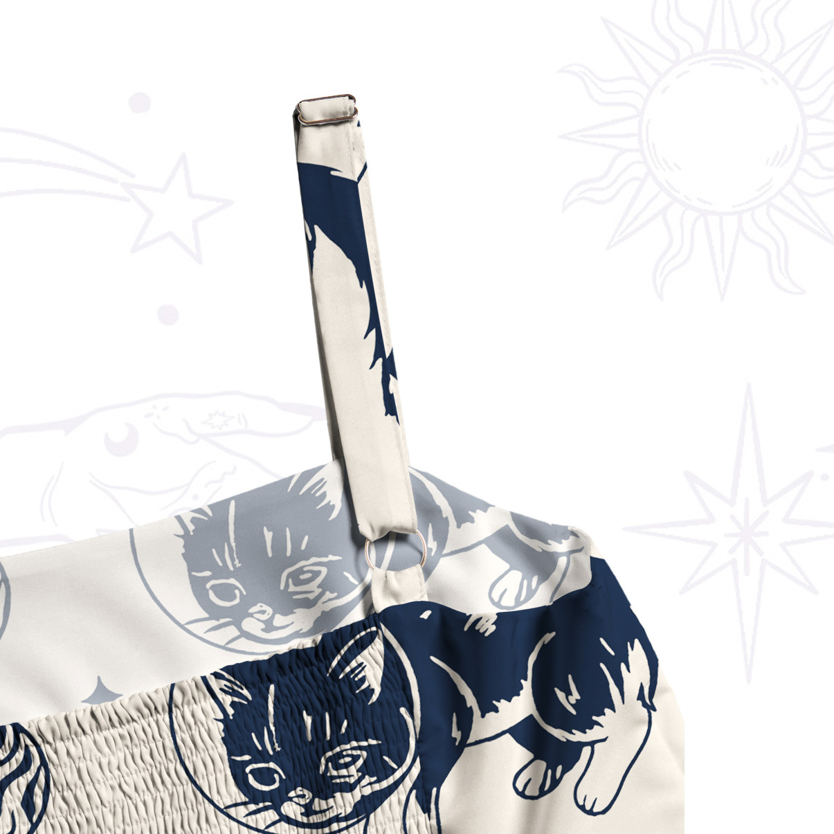 Purplehecate Cats in Space Wide Straps Maxi Dress