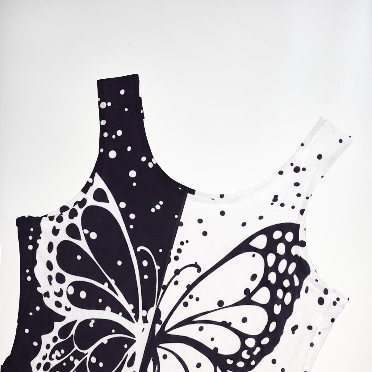 Purplehecate Black & White Eclipse Butterfly Mesh Maxi Tank Beach Dress