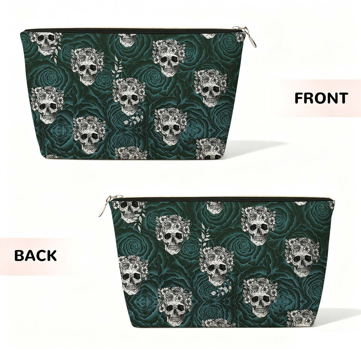 Purplehecate Rose Skull Makeup Bag