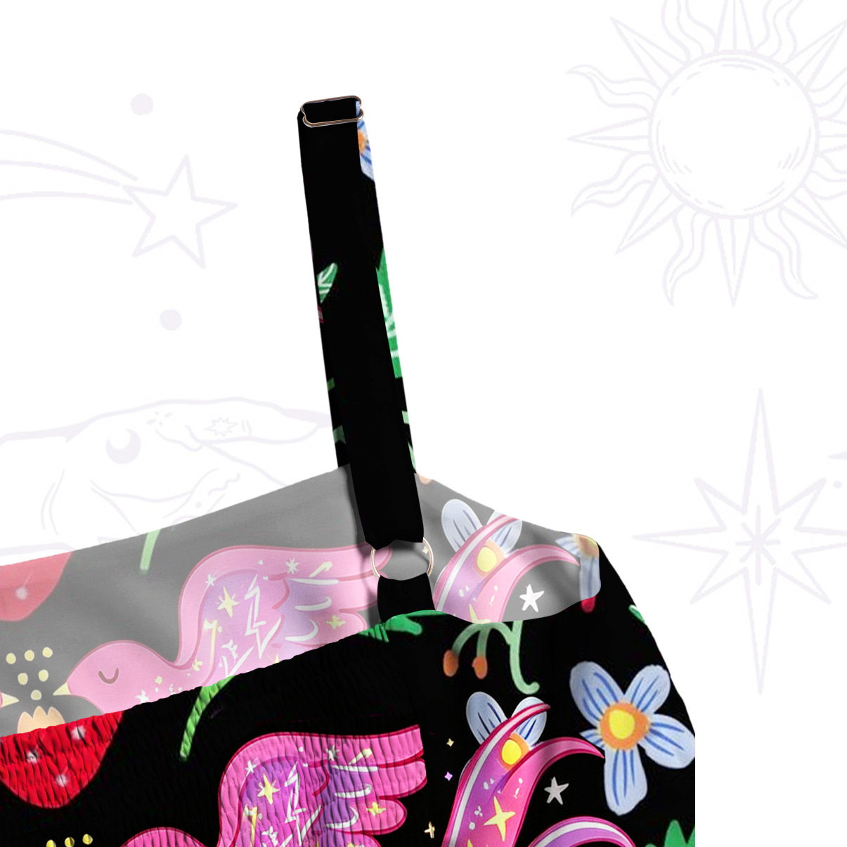 Purplehecate Mystic Forest Birds & Blooms Wide Straps Maxi Dress