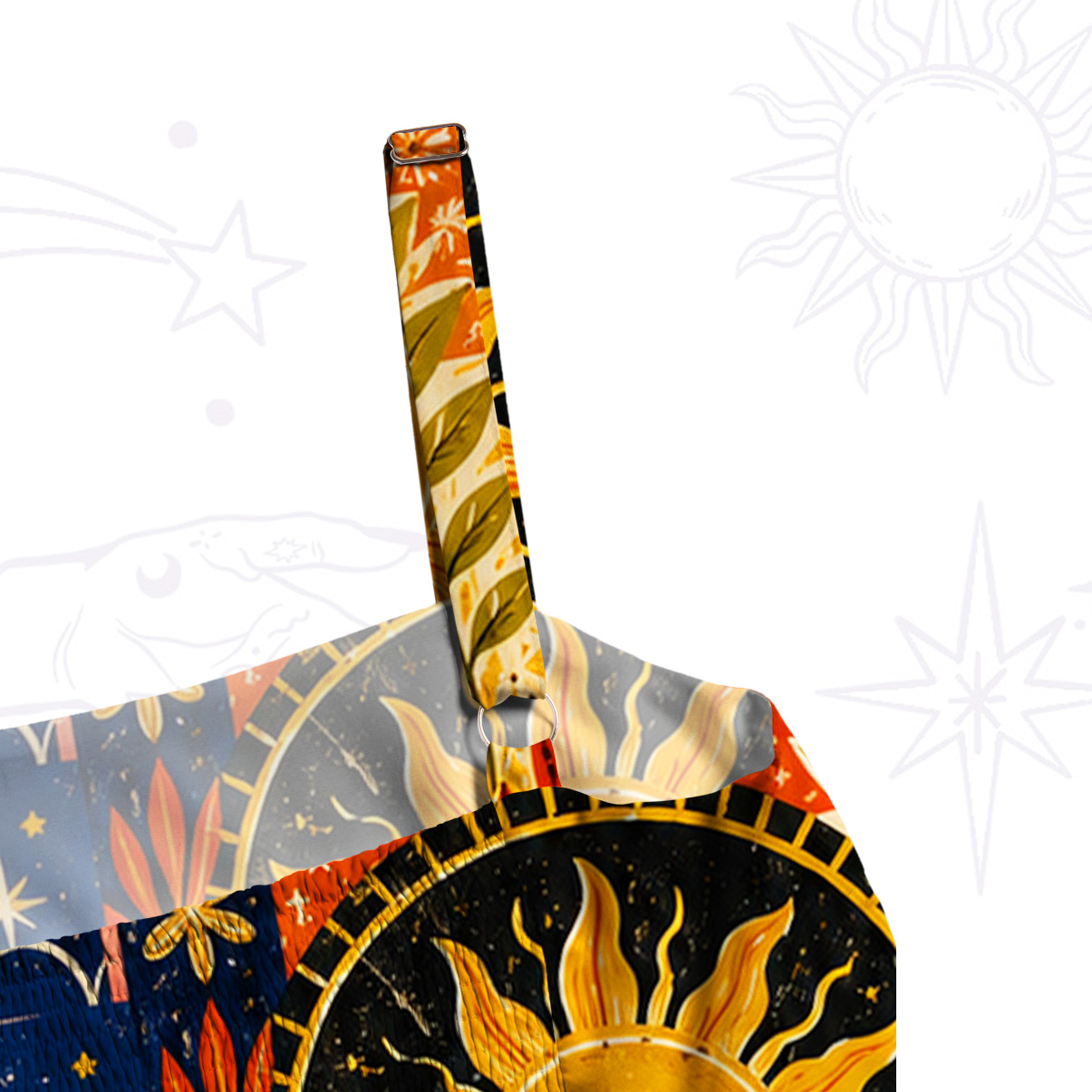 Purplehecate Sun Moon Oracle Patchwork Wide Straps Maxi Dress