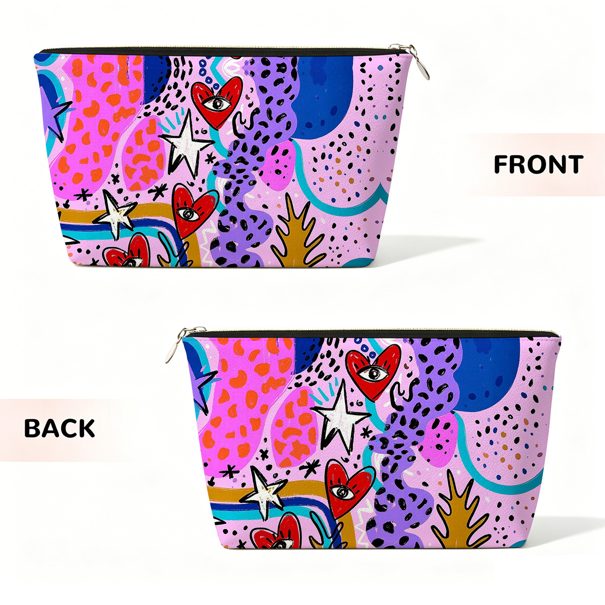 Purplehecate Cosmic Love Eyes Graffiti Zip Makeup Bag