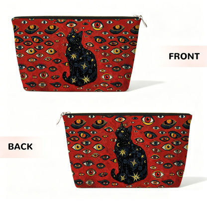 Purplehecate Cosmic Watcher Cat Zip Makeup Bag