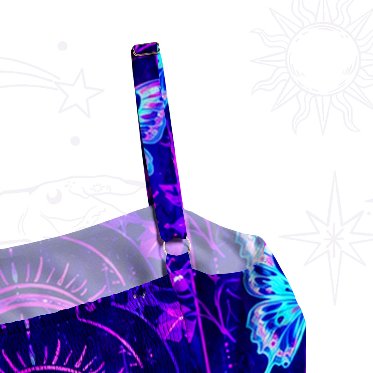 Purplehecate Psychedelic Sun Moon Vision Wide Straps Maxi Dress