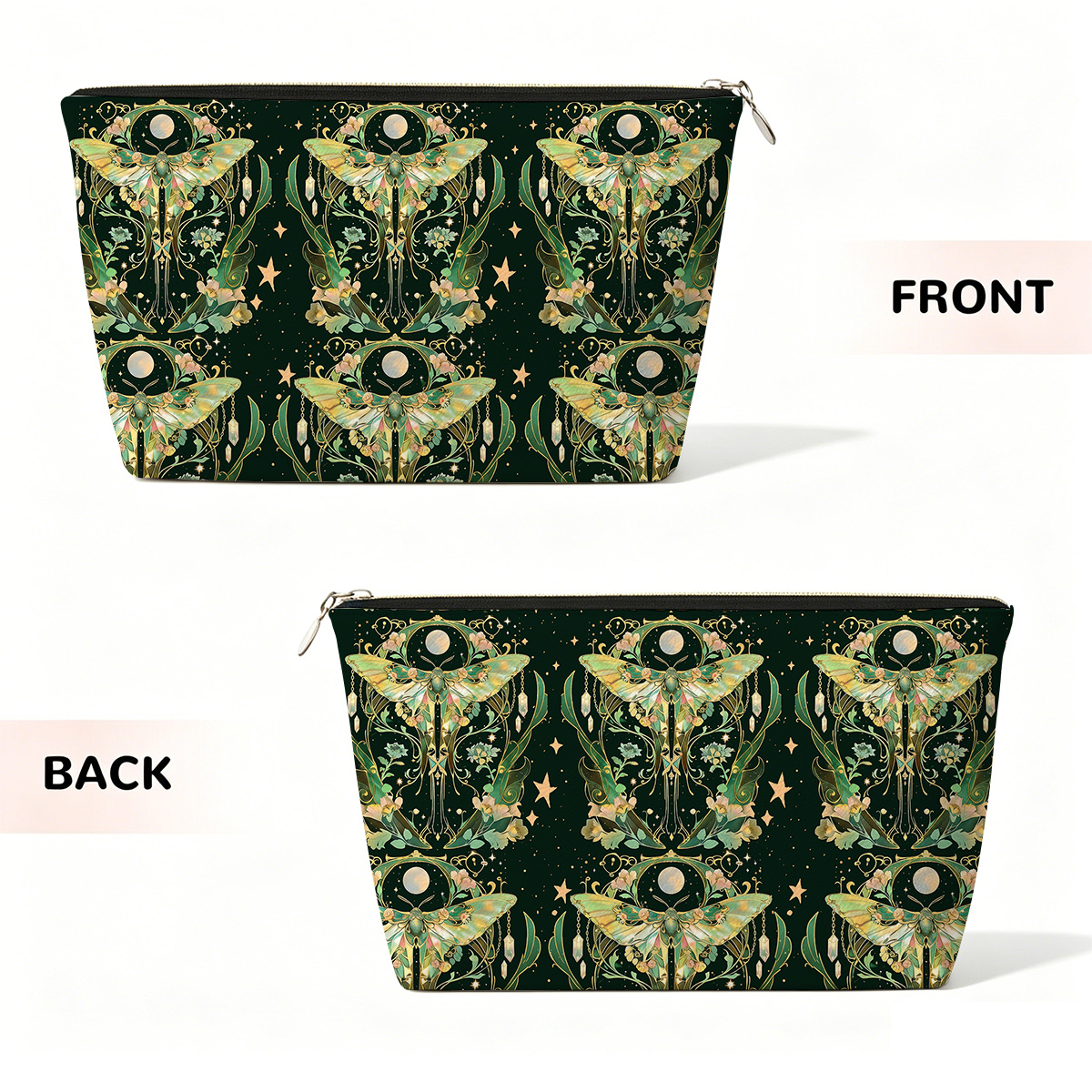 Purplehecate Moon Moth Rave Zip Makeup Bag
