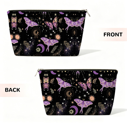 Purplehecate Starry Night Lunar Moth Zip Makeup Bag