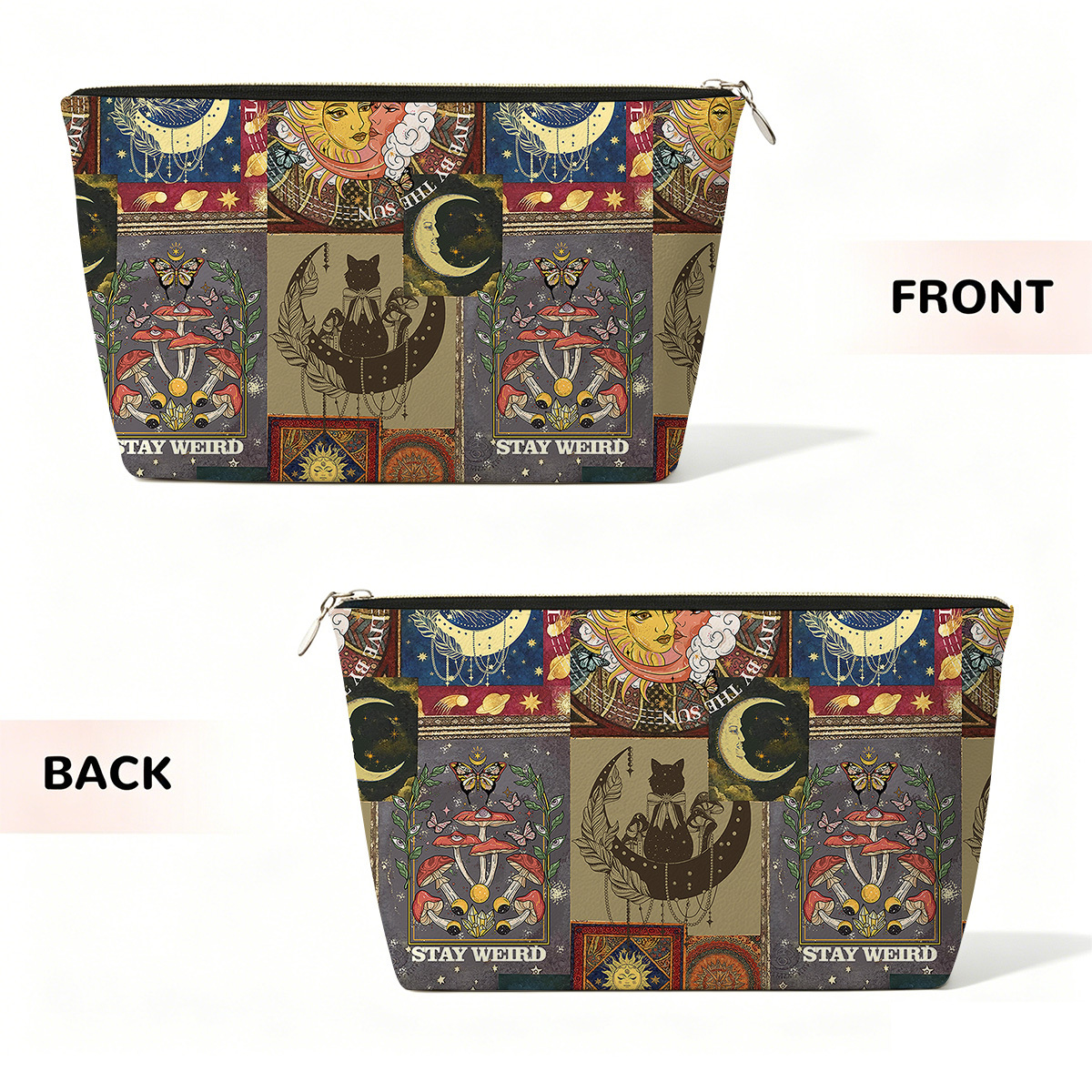 Purplehecate Starry Moon Patchwork for Cosmic Lovers Zip Makeup Bag