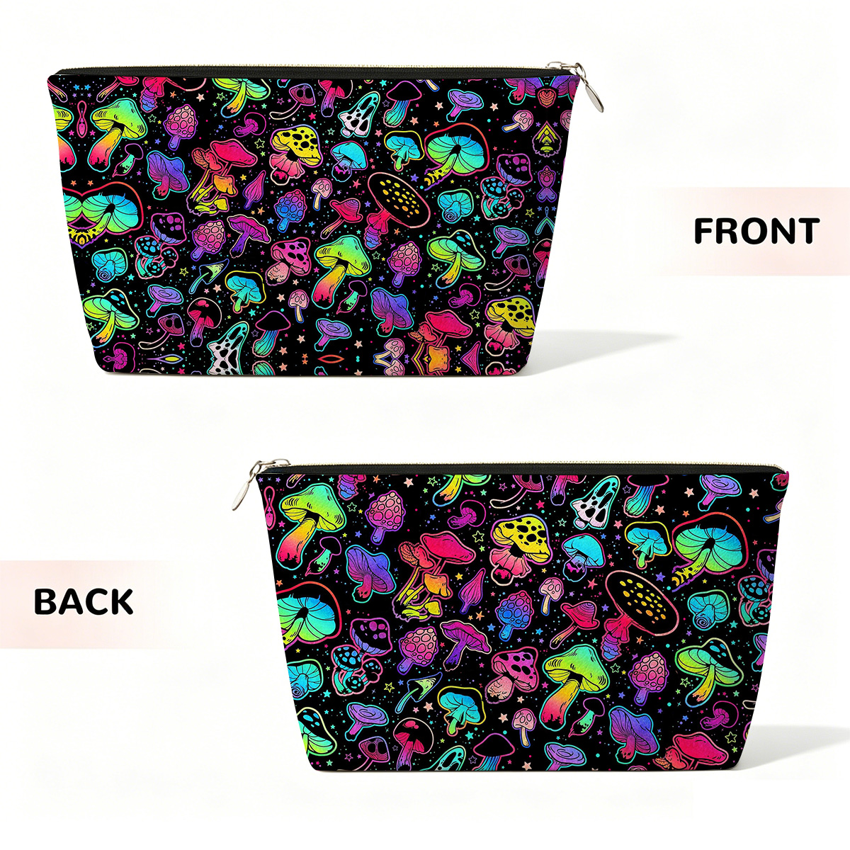Purplehecate Psychedelic Mushroom Rave Zip Makeup Bag