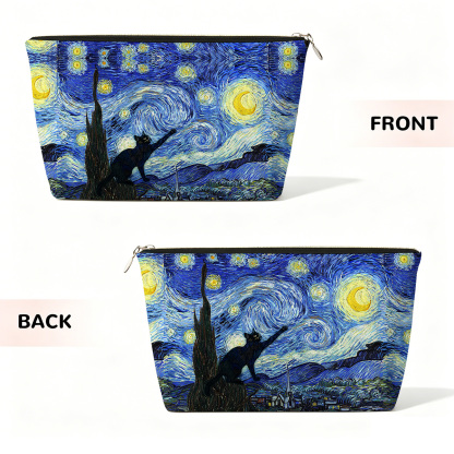 Purplehecate Witch Cat Under the Starry Night Zip Makeup Bag