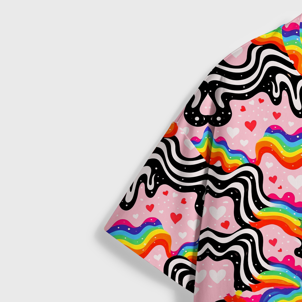 Purplehecate Groovy Melty Rainbow Hearts Wavy All Over Print T-Shirt