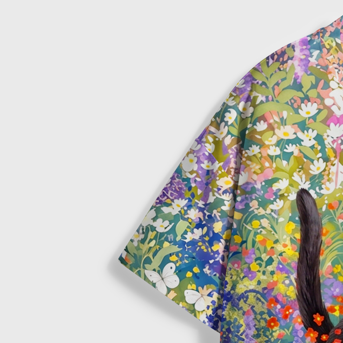 Purplehecate Black Cat in Wildflower Garden All Over Print T-Shirt