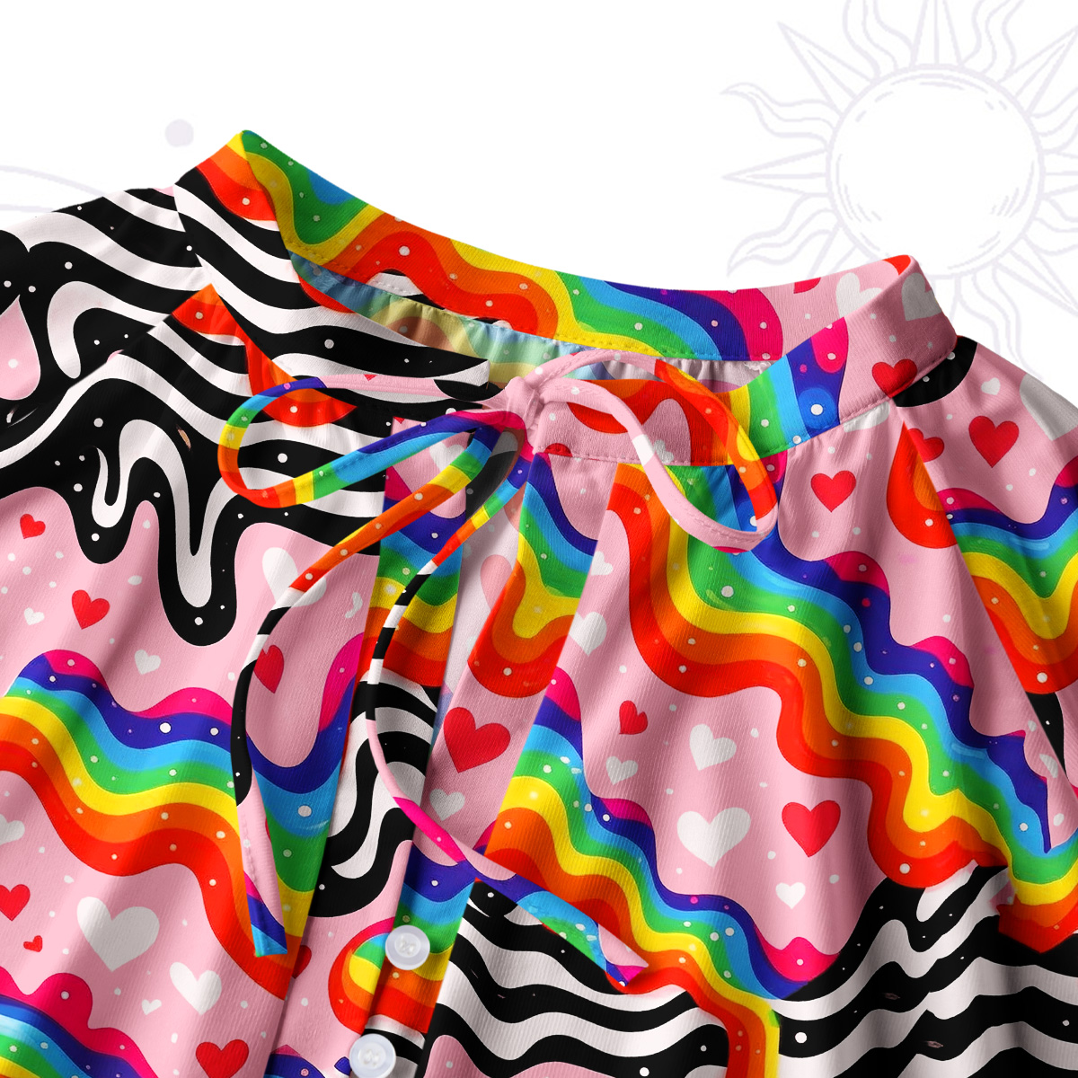 [Copy]Purplehecate Sacred Flame Heart Split Neck Tie Blouse