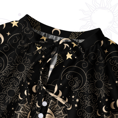 Purplehecate Lunar Eclipse Split Neck Tie Blouse