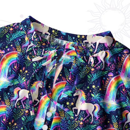 Purplehecate Rainbow Forest Unicorn Magic Split Neck Tie Blouse