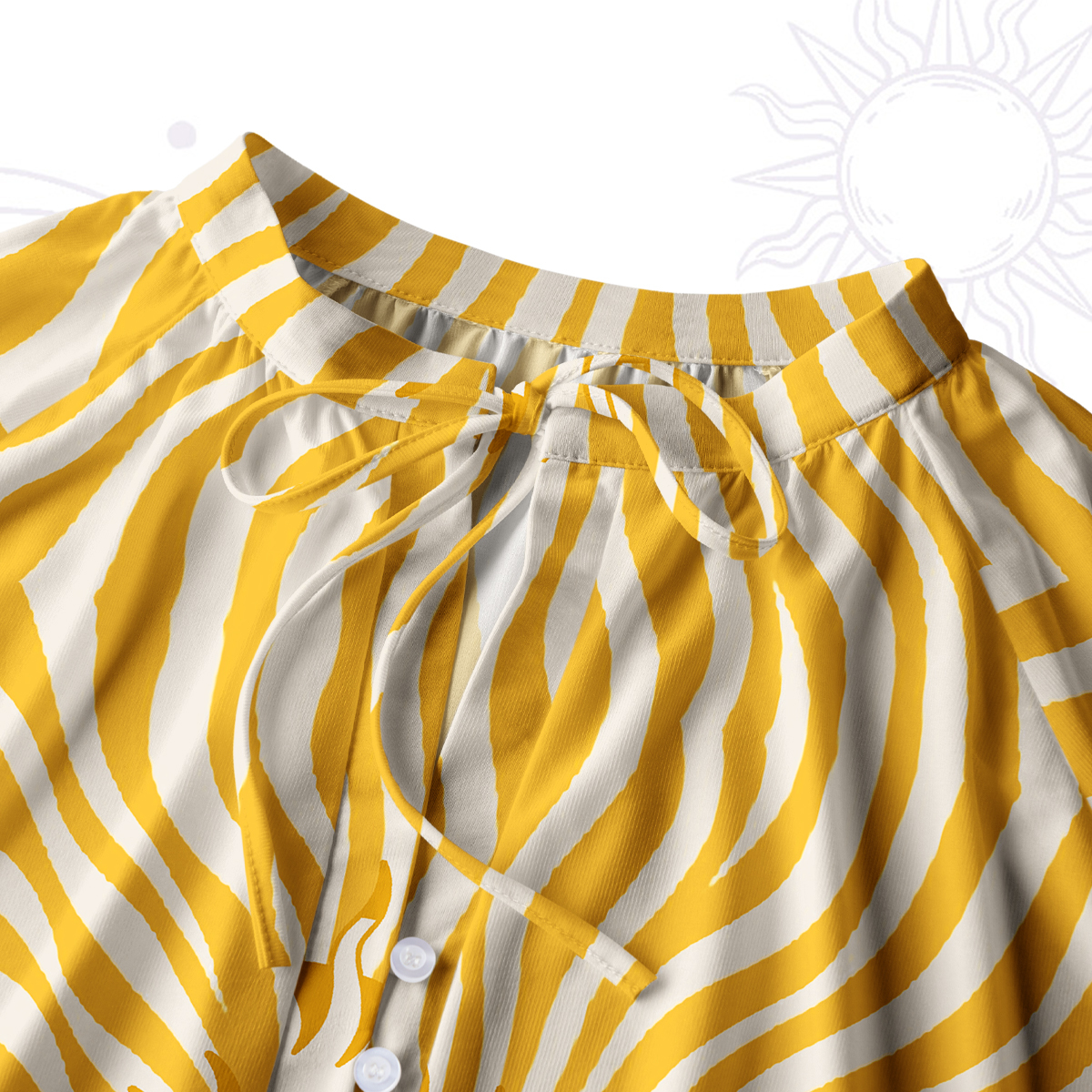Purplehecate Radiance of the Sun Split Neck Tie Blouse