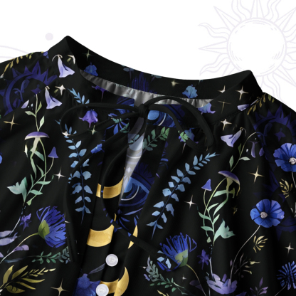 Purplehecate Moon Moth Witchery Split Neck Tie Blouse