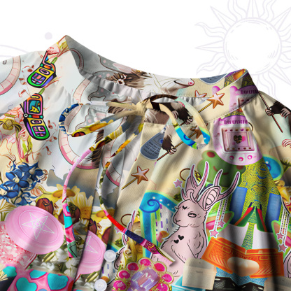 Purplehecate The Opossum Queen's Hoard Split Neck Tie Blouse