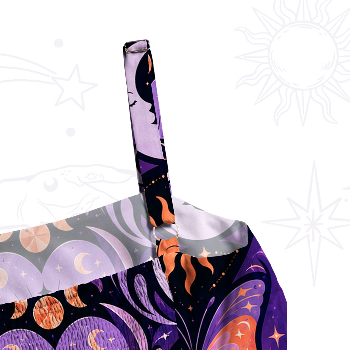Purplehecate Esoteric Third Eye Cosmic Heart Wide Straps Maxi Dress