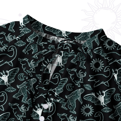 Purplehecate Cryptid Split Neck Tie Blouse