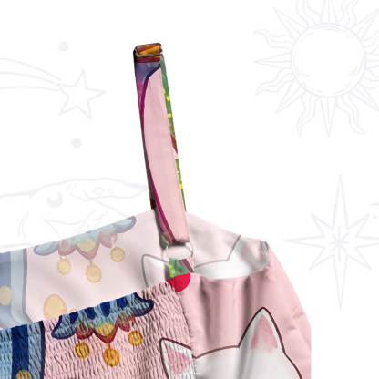 Purplehecate Psychedelic Floral Cat Paradise Wide Straps Maxi Dress