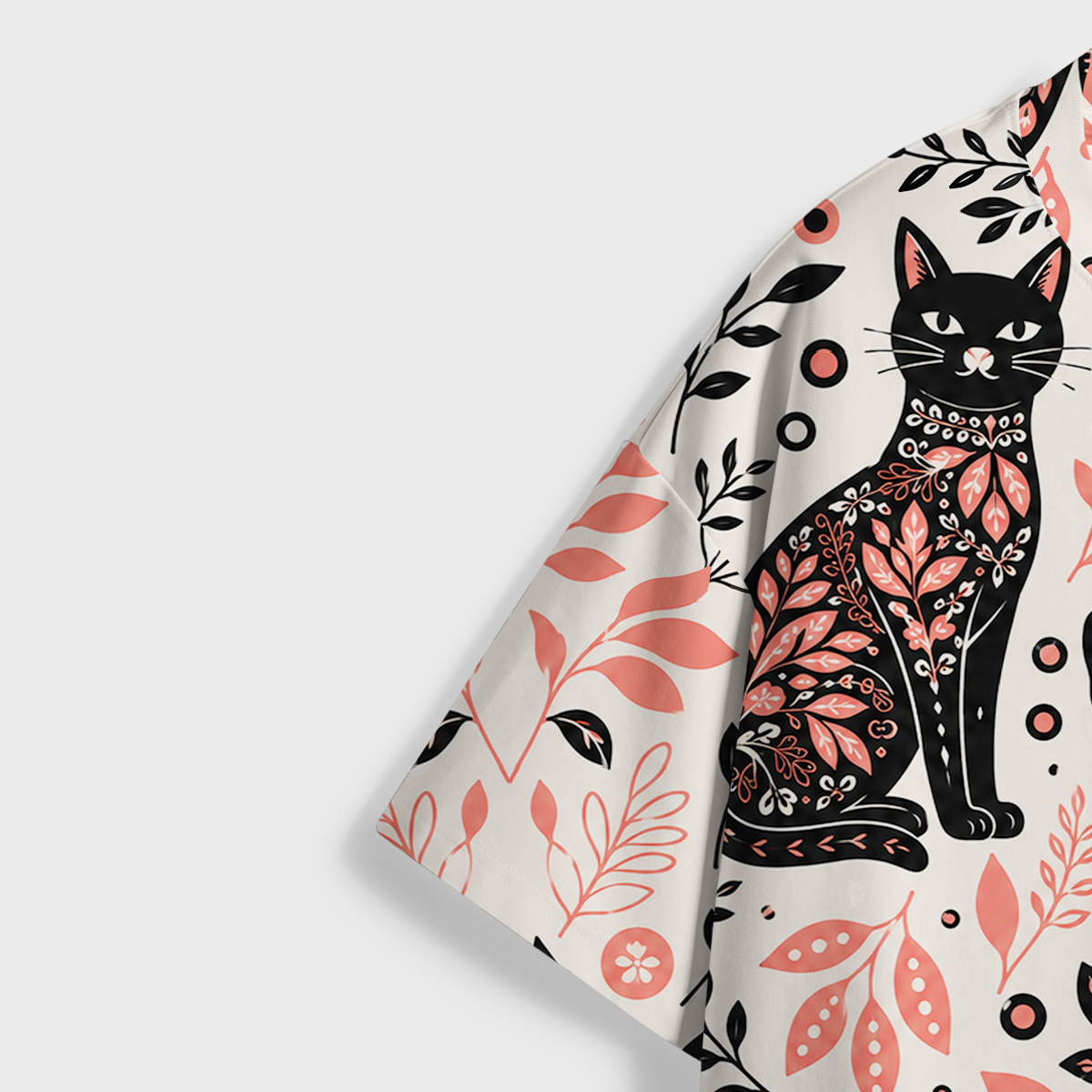 Purplehecate Gothic Cats & Floral Skulls All Over Print T-Shirt