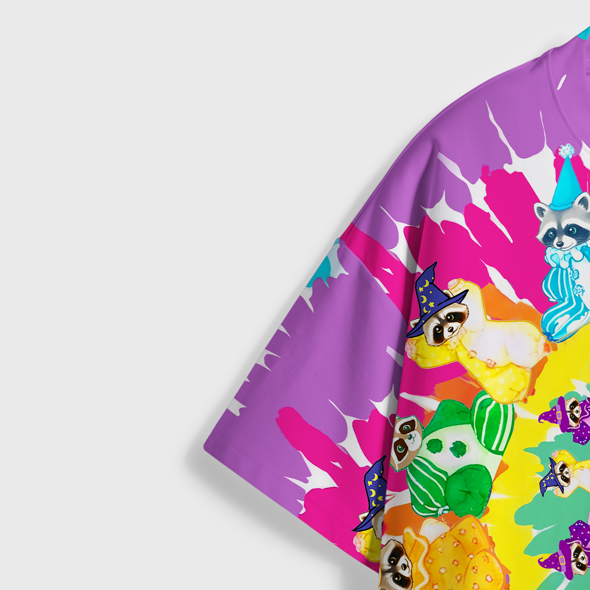 Purplehecate Rainbow Kaleidoscope Raccoon All Over Print T-Shirt