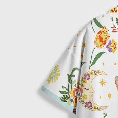 Purplehecate Boho Sun Moon Heart & Eye All Over Print T-Shirt