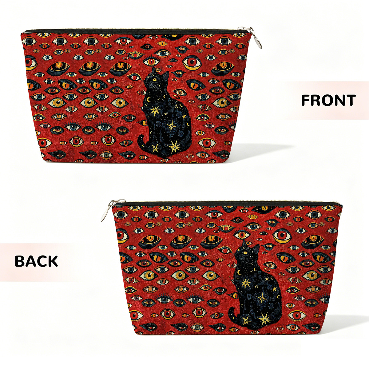 Purplehecate Cosmic Watcher Cat Zip Makeup Bag