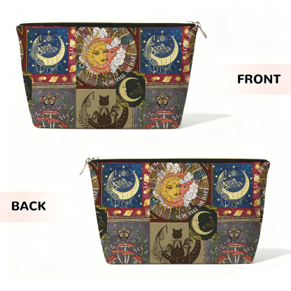 Purplehecate Starry Moon Patchwork for Cosmic Lovers Zip Makeup Bag